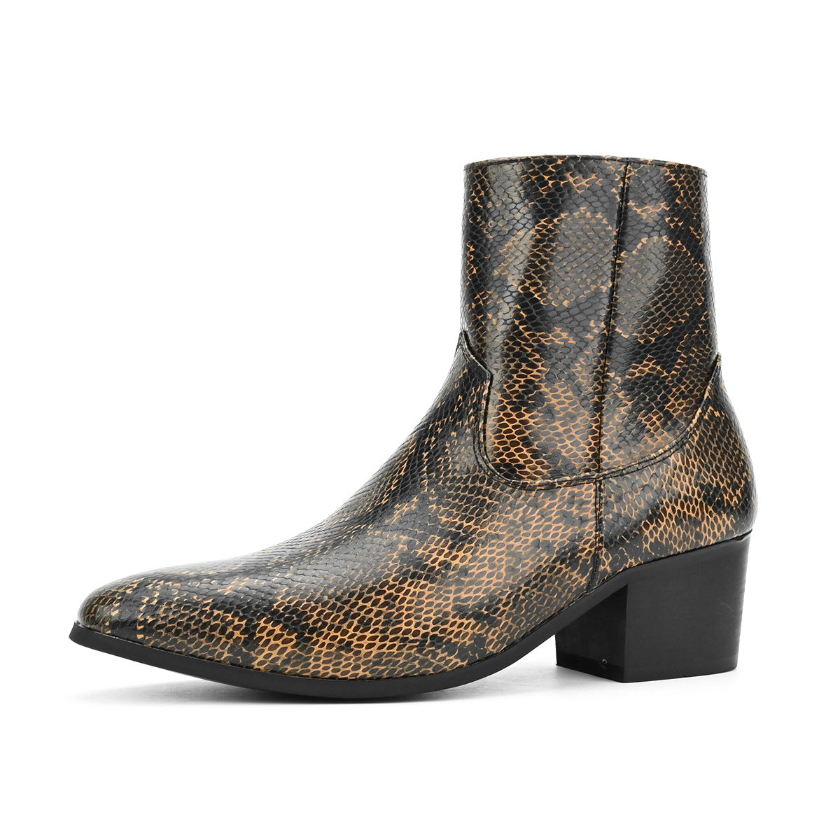 WildKing Herren Chelsea Boots mit Schlangen-Muster – Stiefeletten mit erhöhtem Absatz B7020