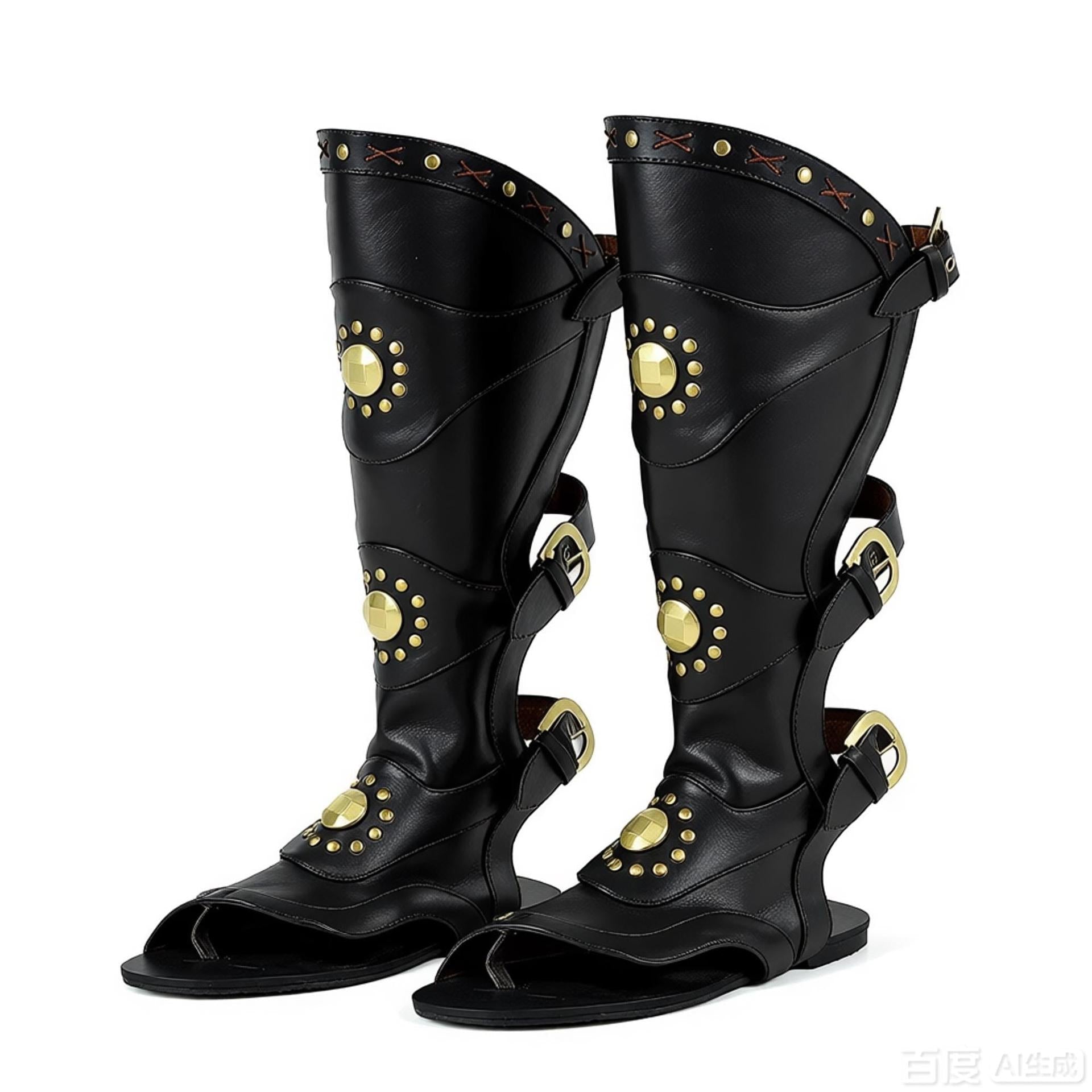 WildKing Herren Gladiator-Sandalen mit Nieten – Mittelalter & Renaissance High-Top Sandalen B5671