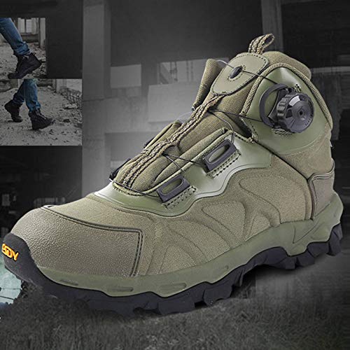 WildKing Herren Mittelhohe Wasserdichte Wanderschuhe mit Schnellverschluss A001-Grün