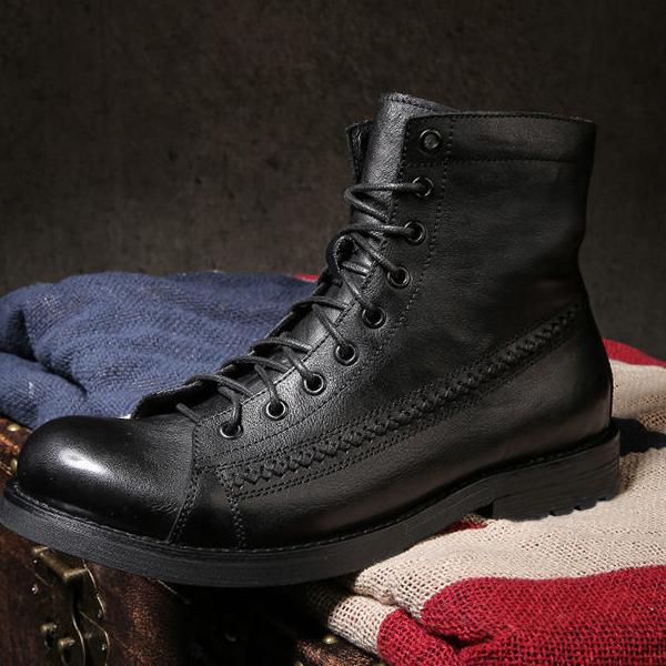 Wildking Herren Britische Retro Leder Schnürstiefeletten 8805 – Klassik trifft Stil