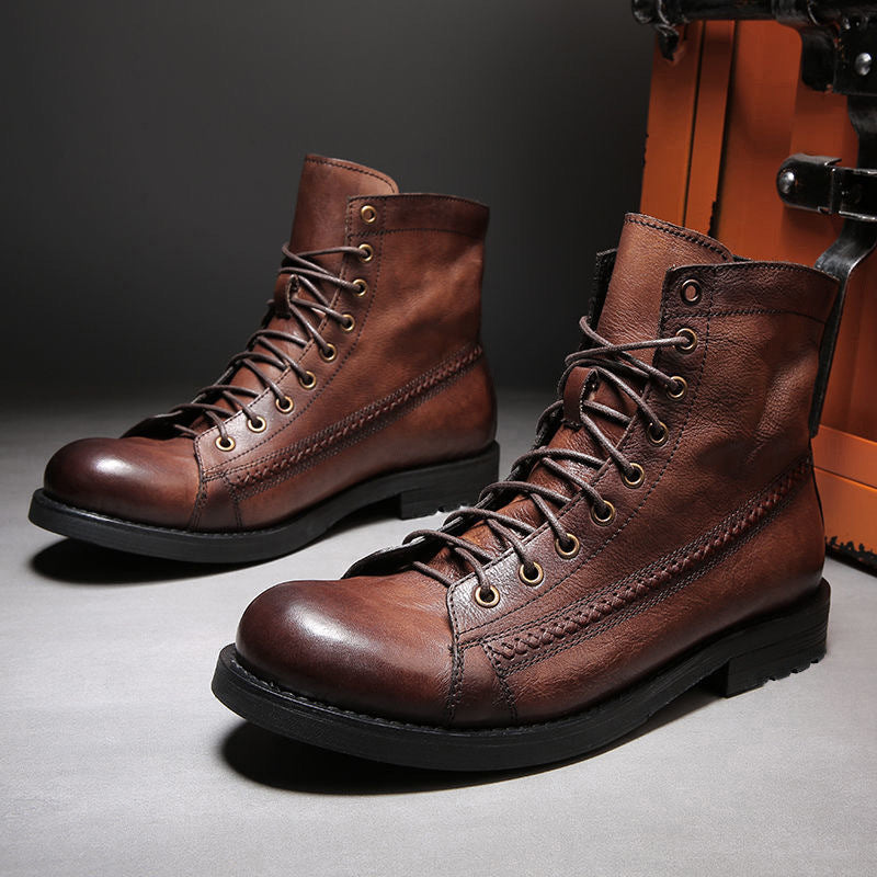 Wildking Herren Britische Retro Leder Schnürstiefeletten 8805 – Klassik trifft Stil