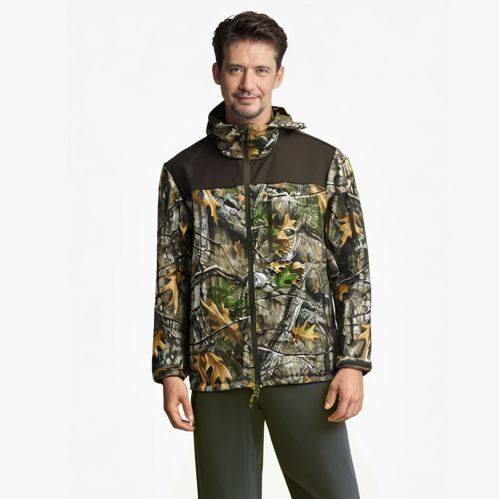 Wildking Herren Camouflage Locker Geschnittene Softshell-Jacke mit Kapuze – Wasserdicht, Antistatisch & Abriebfest – B272