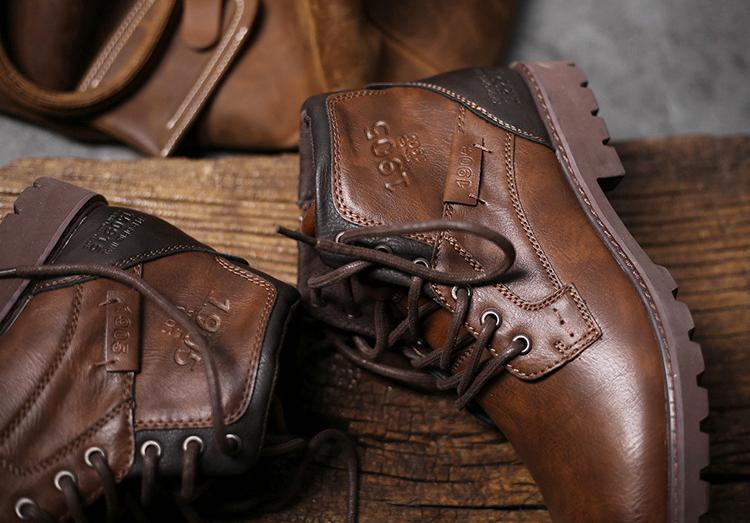 WildKing Herren Leder Schnürstiefel 3998 – Spitzzehe, Knöchelhoch