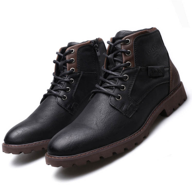 WildKing Herren Leder Schnürstiefel 3998 – Spitzzehe, Knöchelhoch