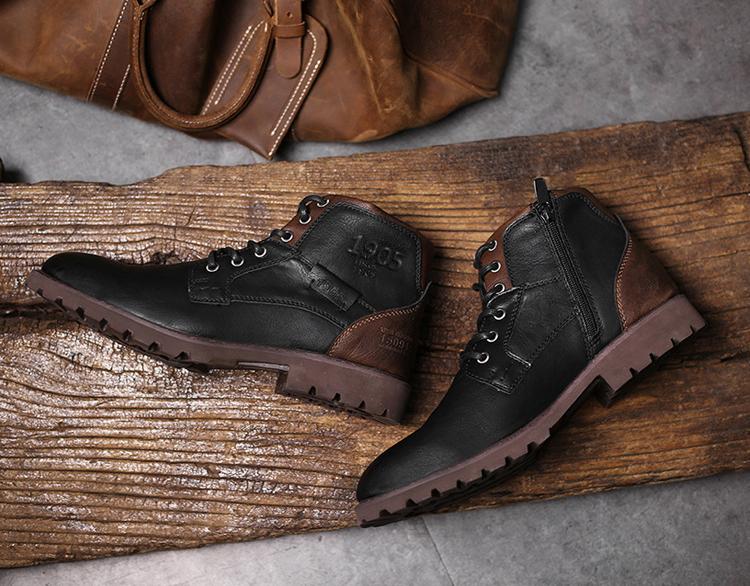 WildKing Herren Leder Schnürstiefel 3998 – Spitzzehe, Knöchelhoch