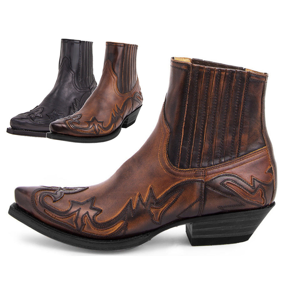 Wildking Herren Klassische Bestickte Western Cowboy Boots 9092 – Rundspitze