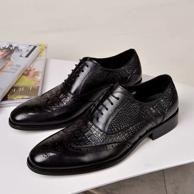 WildKing Herren Oxford Schuhe 3066 – Crocodile Style & Retro