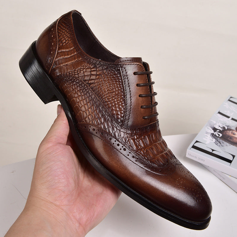 WildKing Herren Oxford Schuhe 3066 – Crocodile Style & Retro