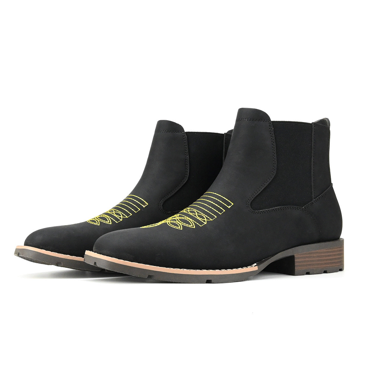Wildking Herren Bestickte Slip-On Chelsea Boots B3045 – Stilvolle Stiefeletten mit Charakter