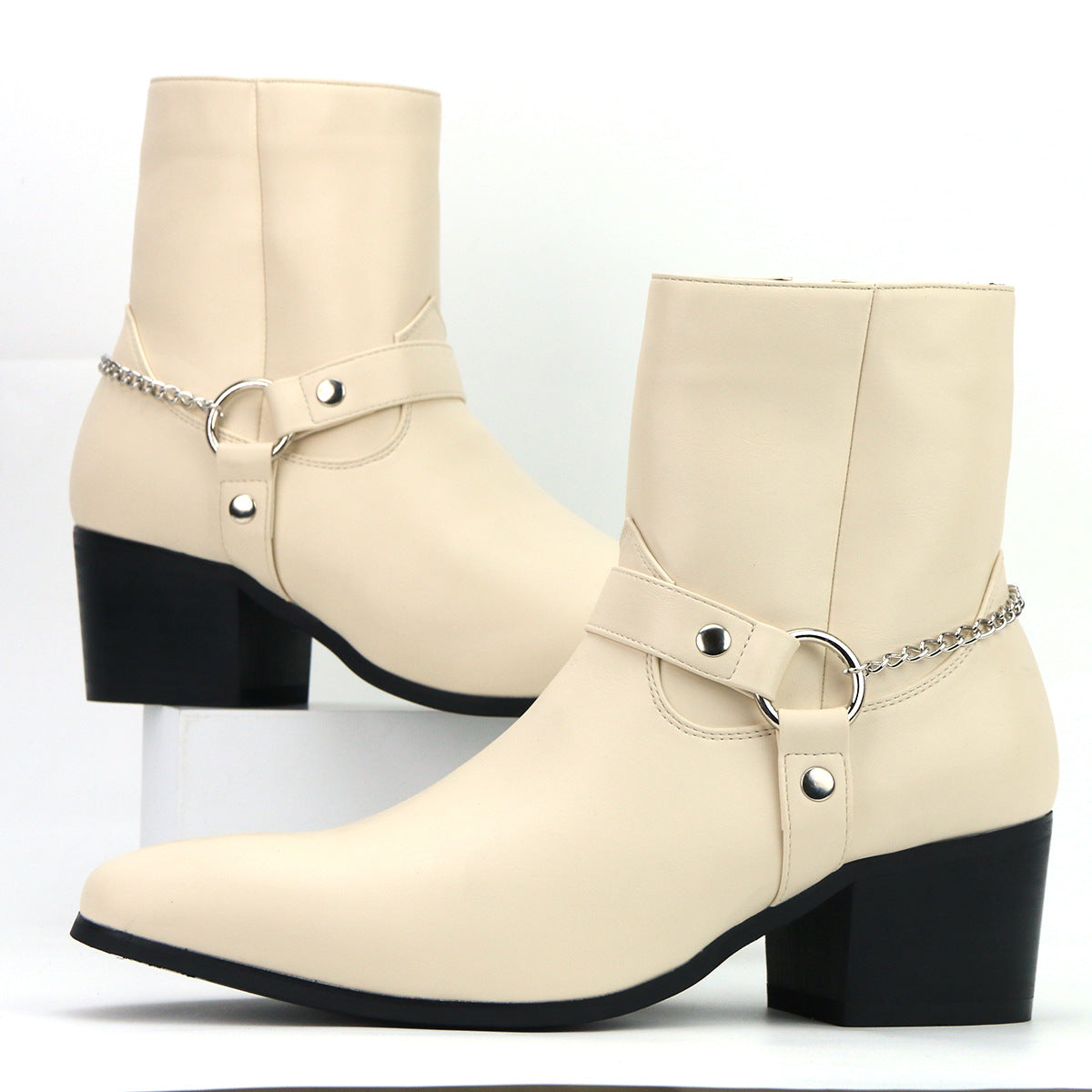 Wildking Herren Fashion Boots – High Heel Chain Chelsea Boots B7003