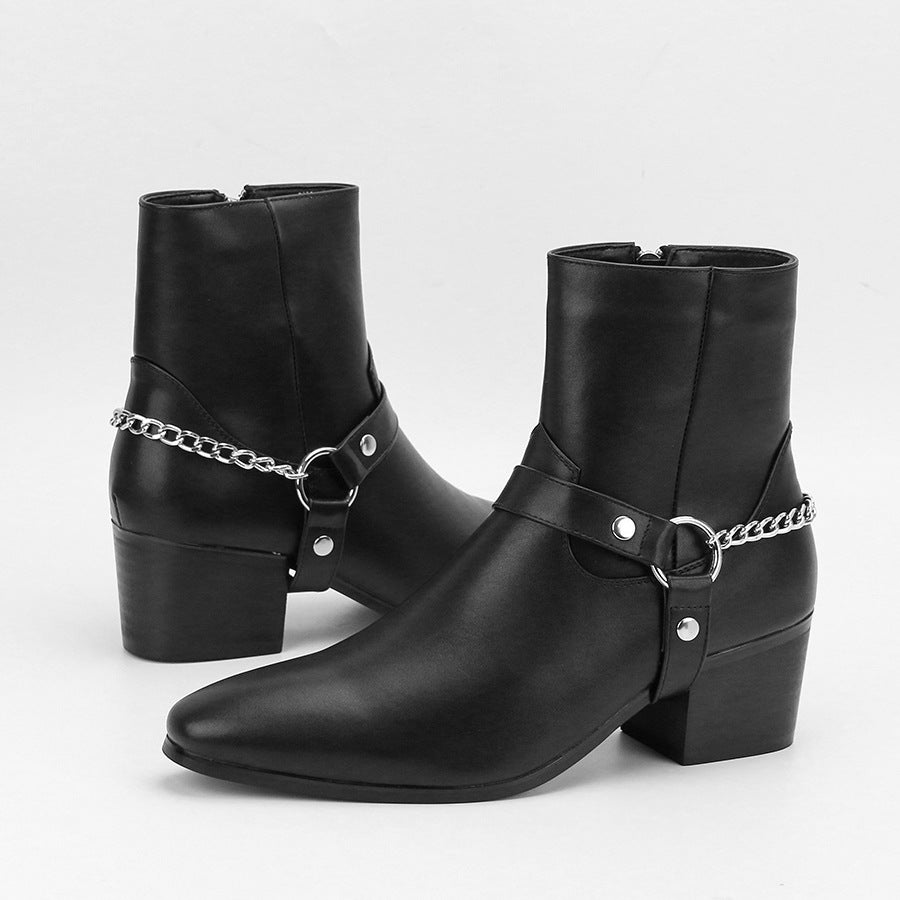 Wildking Herren Fashion Boots – High Heel Chain Chelsea Boots B7003
