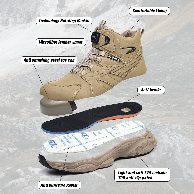 Wildking Herren Sicherheitsstiefel mit Drehverschluss – Stahlkappe & Durchtrittschutz R052