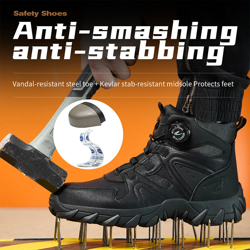 Wildking Herren Sicherheitsstiefel High Top mit Drehverschluss – Stahlkappe & Durchtrittschutz R055