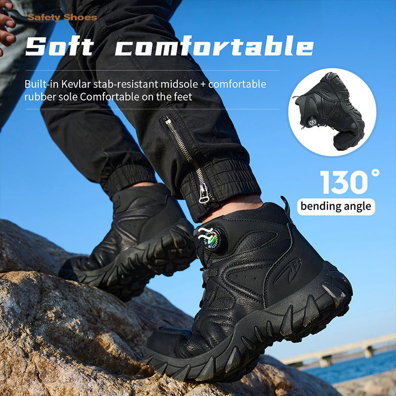 Wildking Herren Sicherheitsstiefel High Top mit Drehverschluss – Stahlkappe & Durchtrittschutz R055