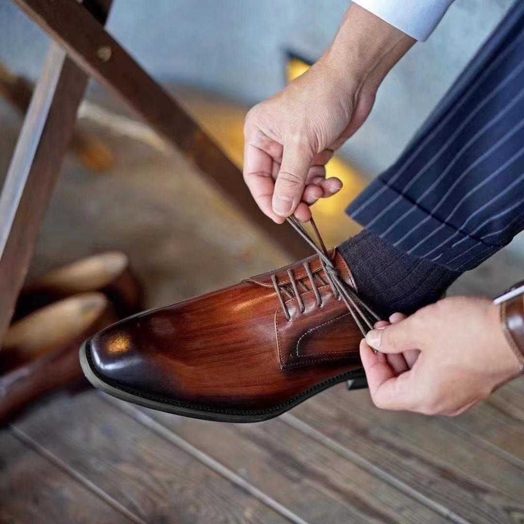 WildKing Herren Klassische Leder Business Oxfords 5504 – Elegante Schnürschuhe für Büro & Formal