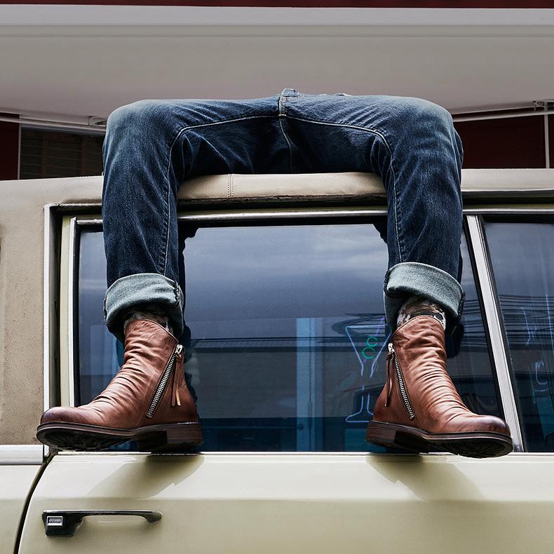 Wildking Herren Leder Stiefeletten mit Seitenreißverschluss B4976 – Stilvoller Komfort für Business und Freizeit