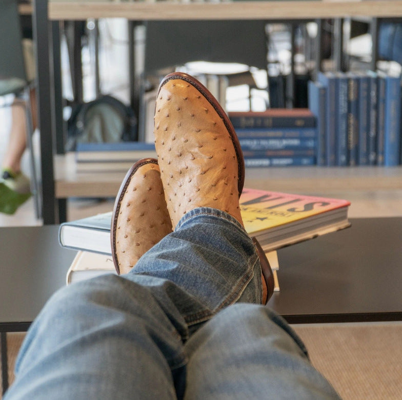 Wildking Herren High-Top Straußenleder-Optik Stiefel 4090 – Spitz zulaufend