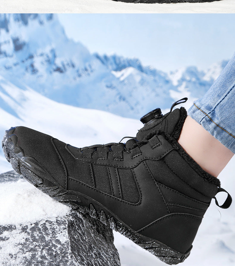 Wildking Herren Mid-Top Barfuß-Schneestiefel mit Fleece-Futter und One-Touch-Drehverschluss C4222