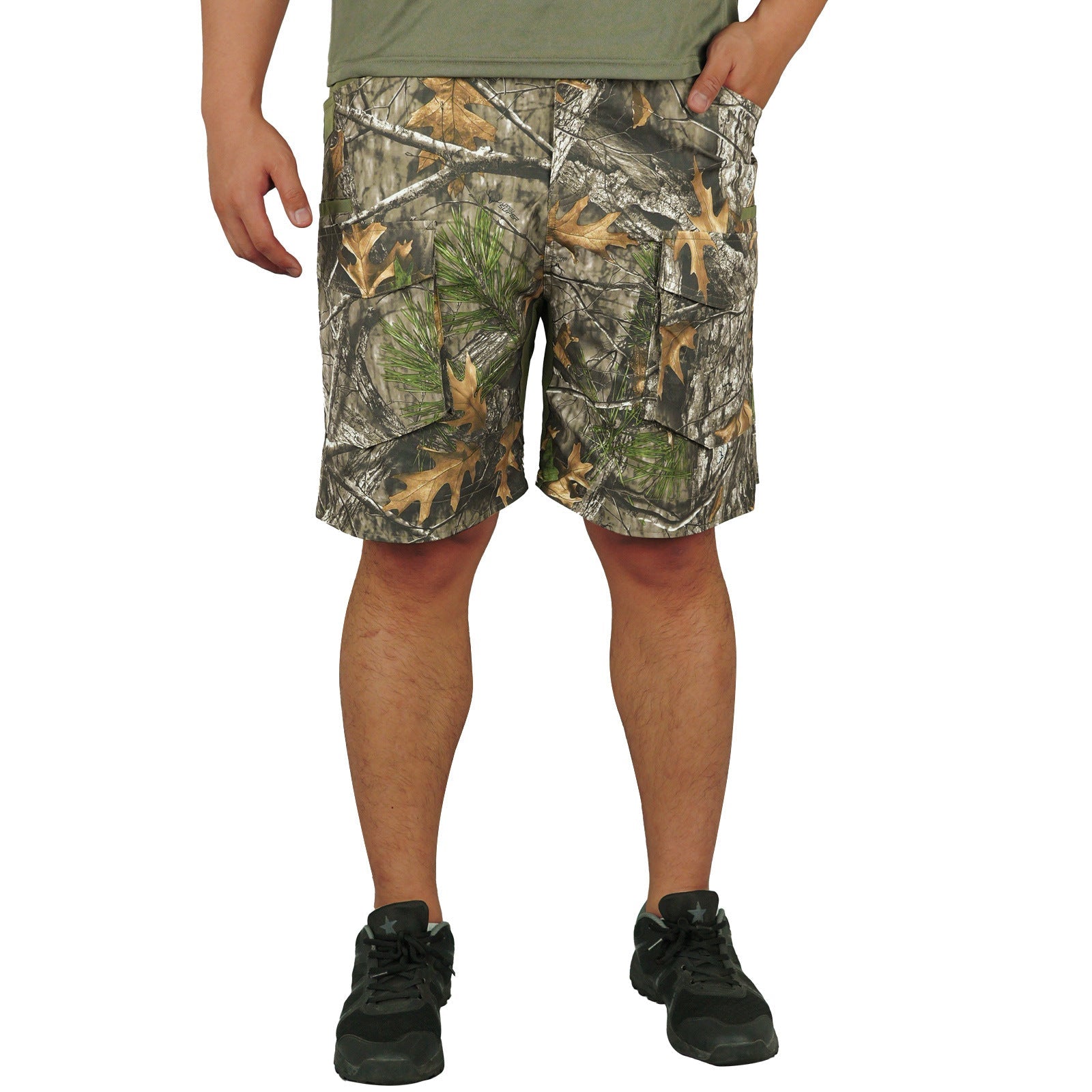 Wildking Herren Schnelltrocknende, Atmungsaktive Camouflage Jagdshorts