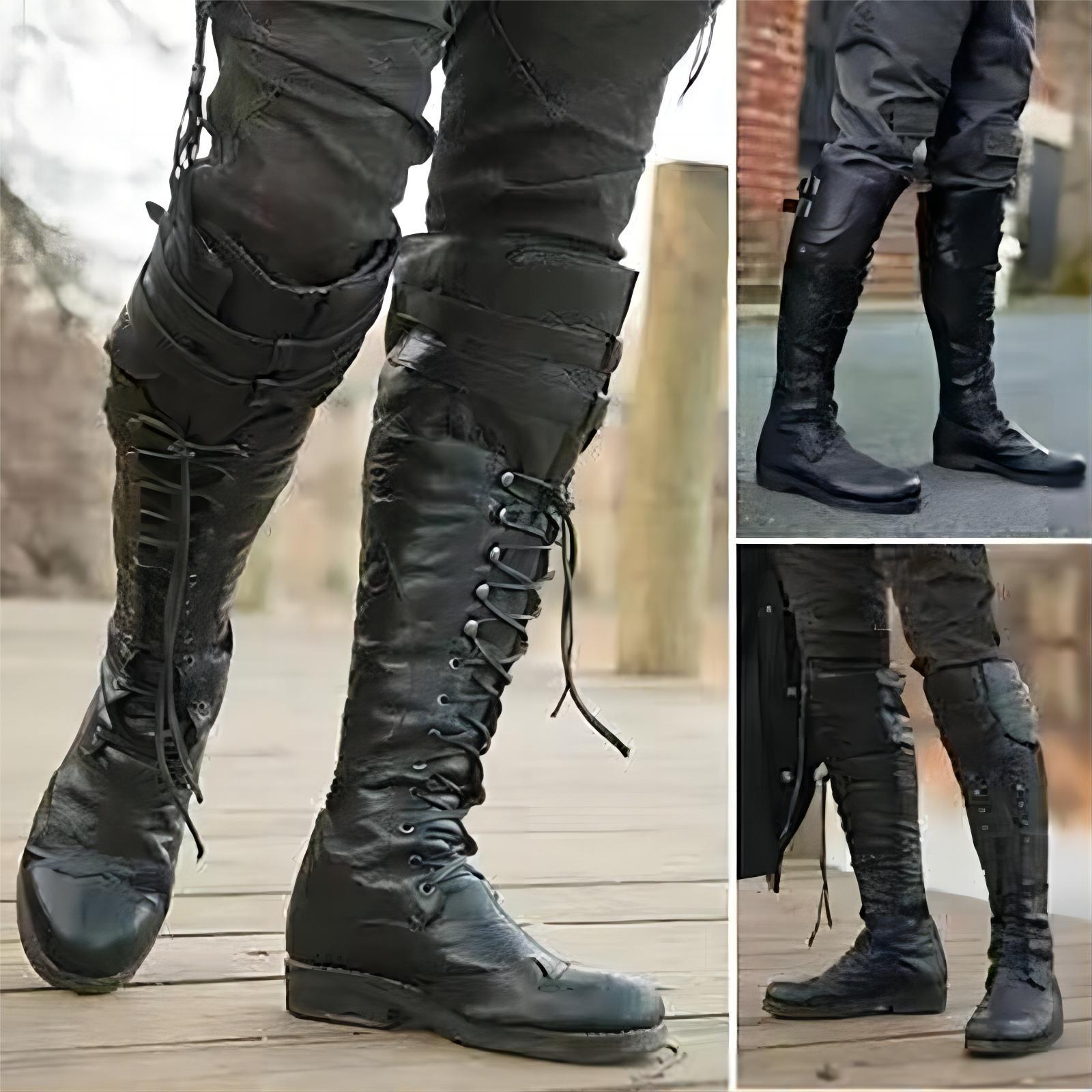 Wildking Herren Vintage Schnürstiefel Motorrad-Piraten Boots B4030