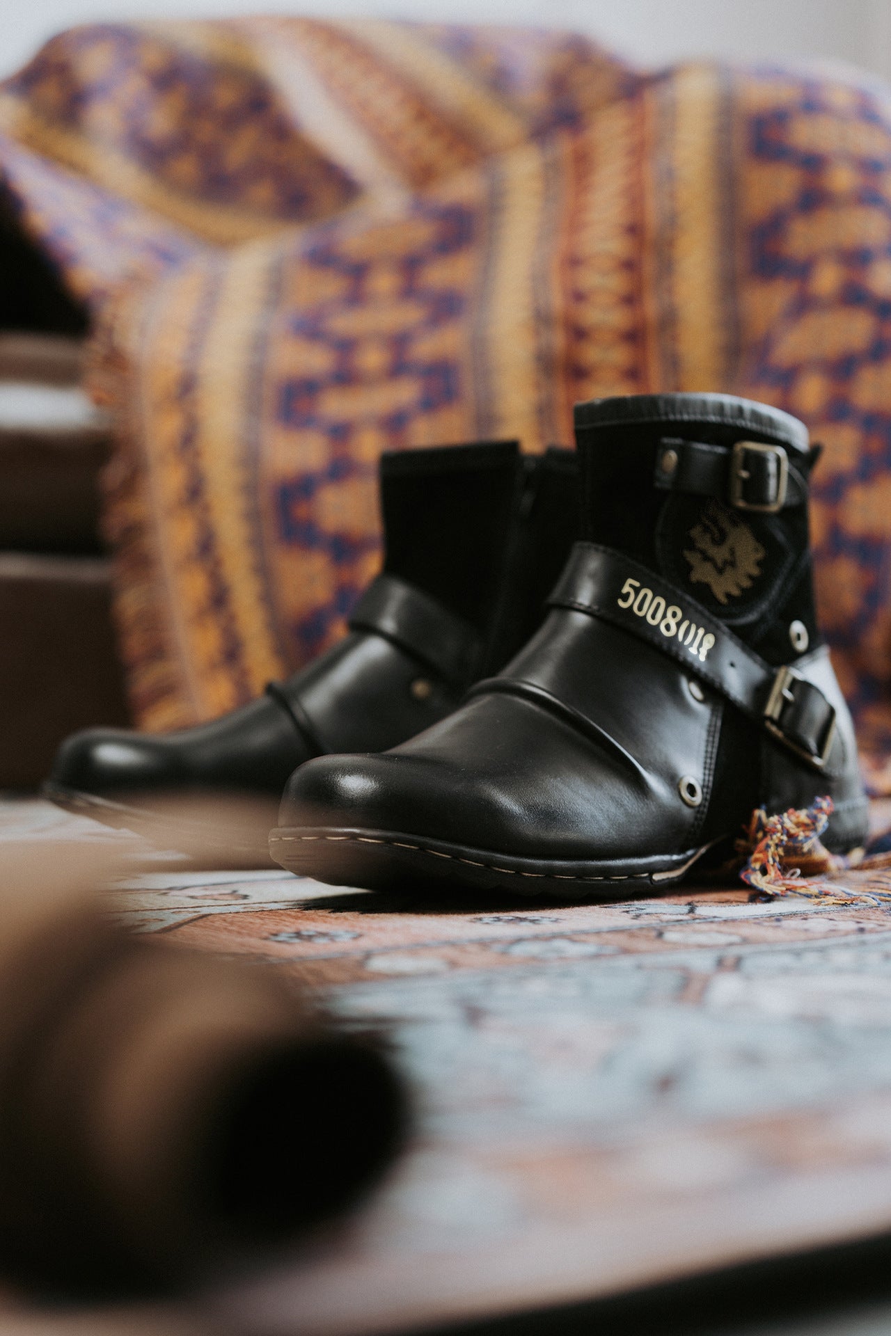 Wildking Herren Vintage Metall-Schnallen Arbeits-Cowboy Stiefel 5008