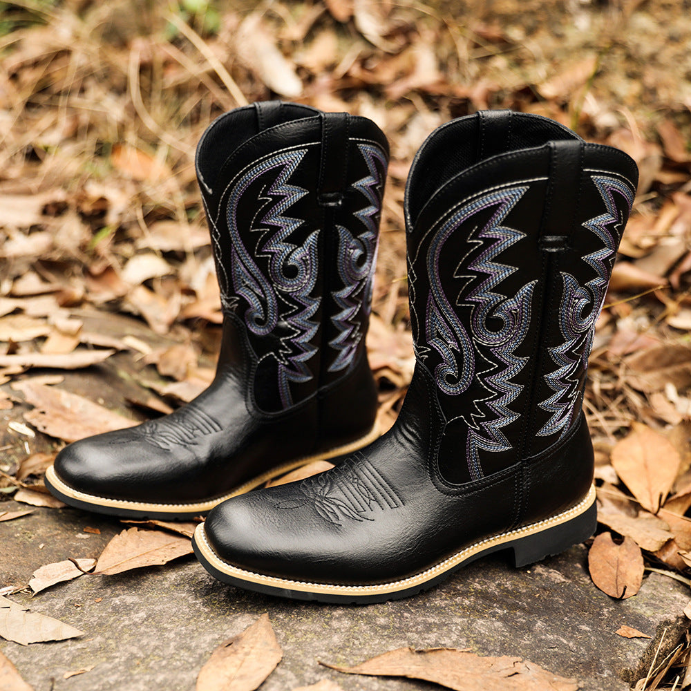 Wildking High-Top Bestickte Retro Western Cowboy Stiefel 8802 – Weite Spitze