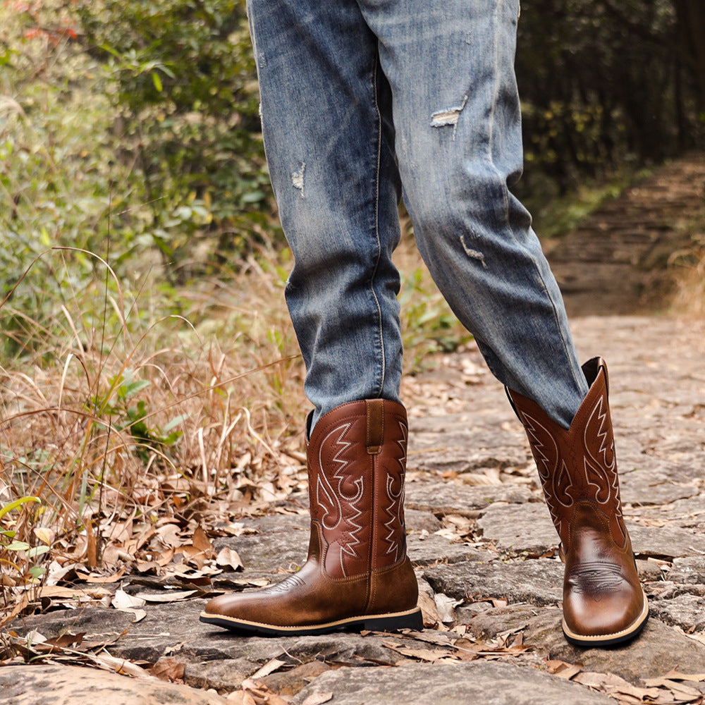 Wildking High-Top Bestickte Retro Western Cowboy Stiefel 8802 – Weite Spitze