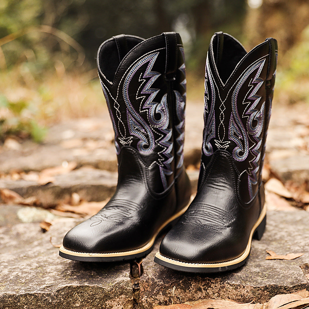 Wildking High-Top Bestickte Retro Western Cowboy Stiefel 8802 – Weite Spitze