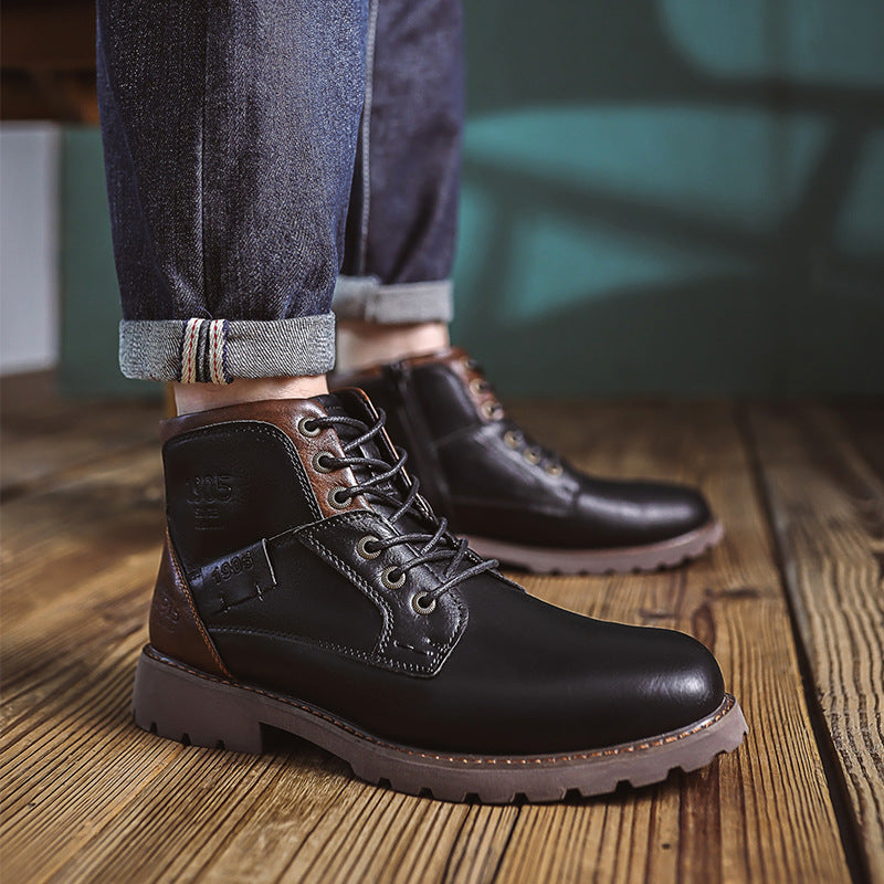 WildKing Herren Leder Schnürstiefel 3998 – Spitzzehe, Knöchelhoch